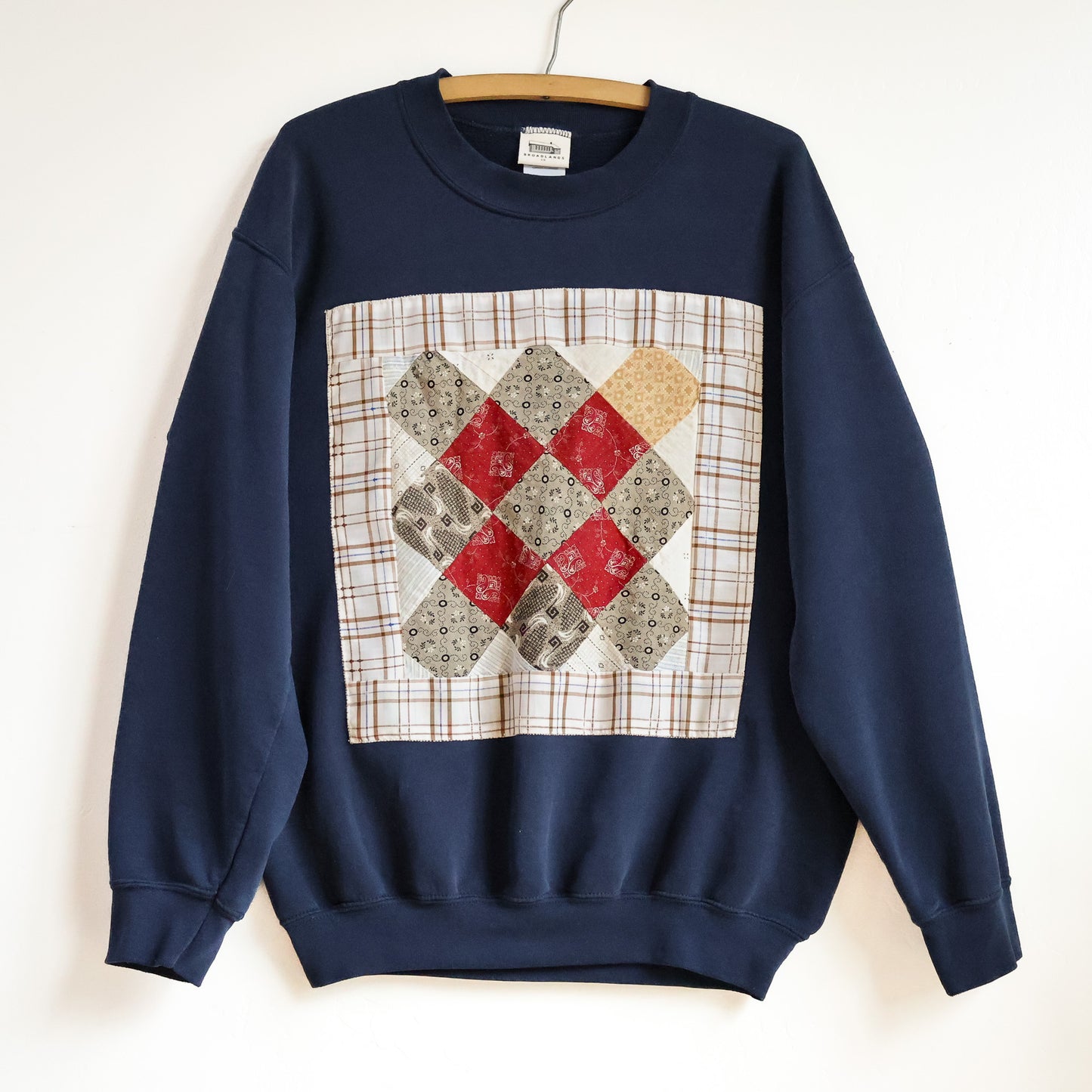 Quilt Block Crew Pullover - Navy - Medium