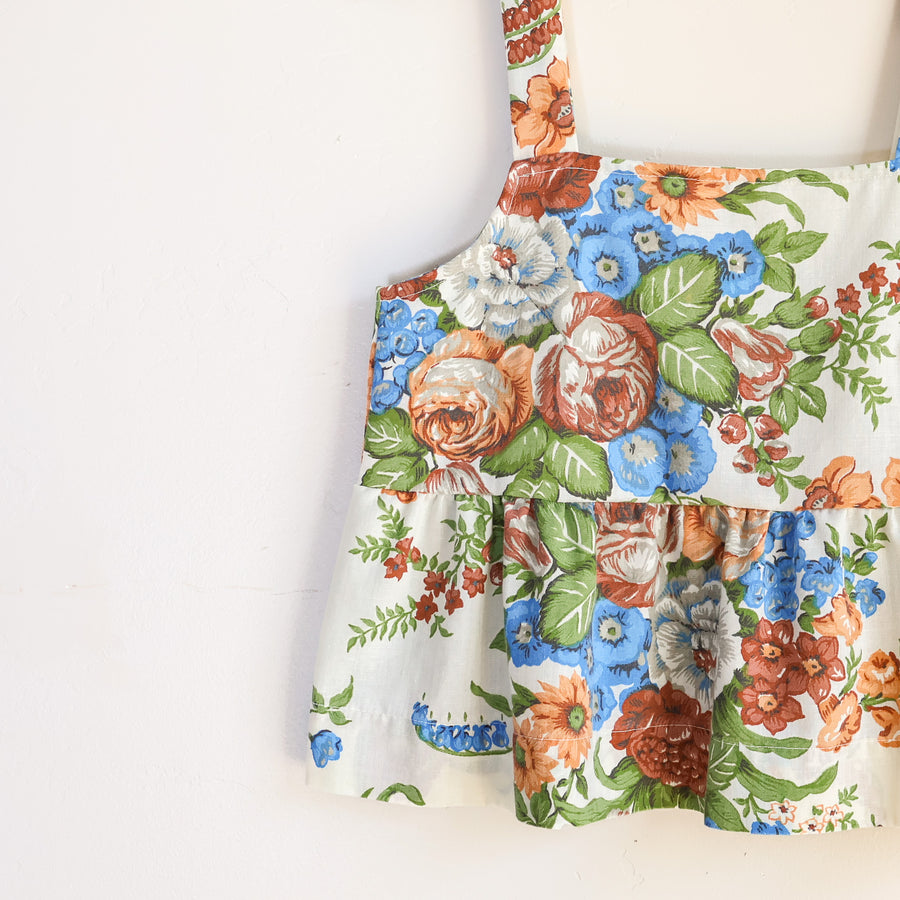 Sundown Crop Tank - Reclaimed Sheet - Vintage Floral - Small