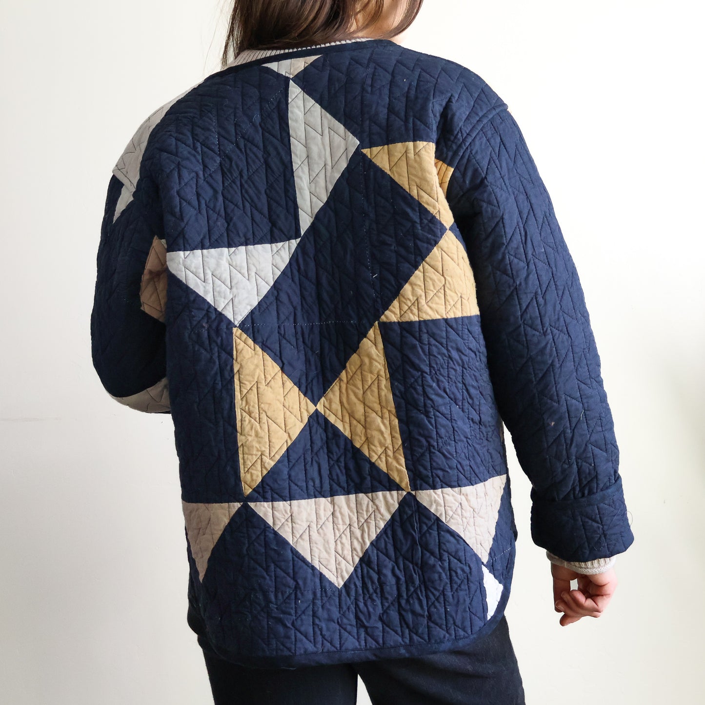 Alex Quilt Coat - Small - Navy - Upcycled Pendleton Blanket - Small