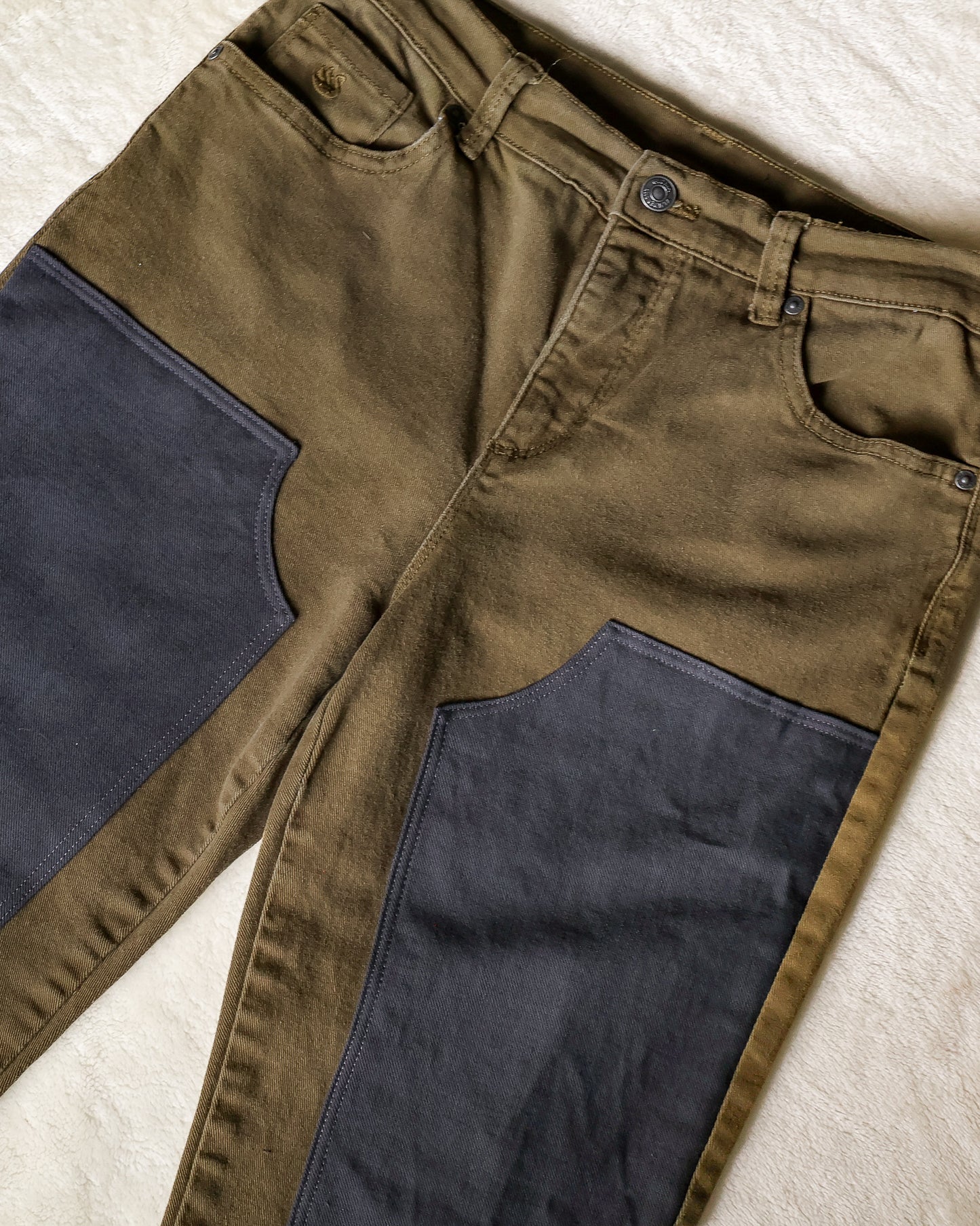 Reclaimed Double Front Denim - Olive - Sz 8 short
