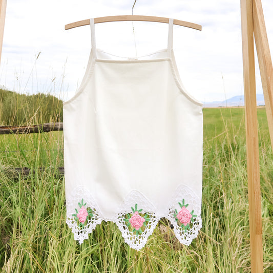 Vintage Pillowcase Garden Tank - Roses - Small