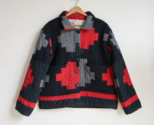 Homestead Quilt Coat - Black and Red Courthouse Steps - Small