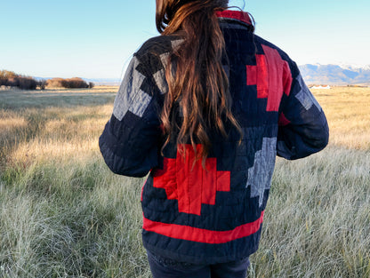 Homestead Quilt Coat - Black and Red Courthouse Steps - Small