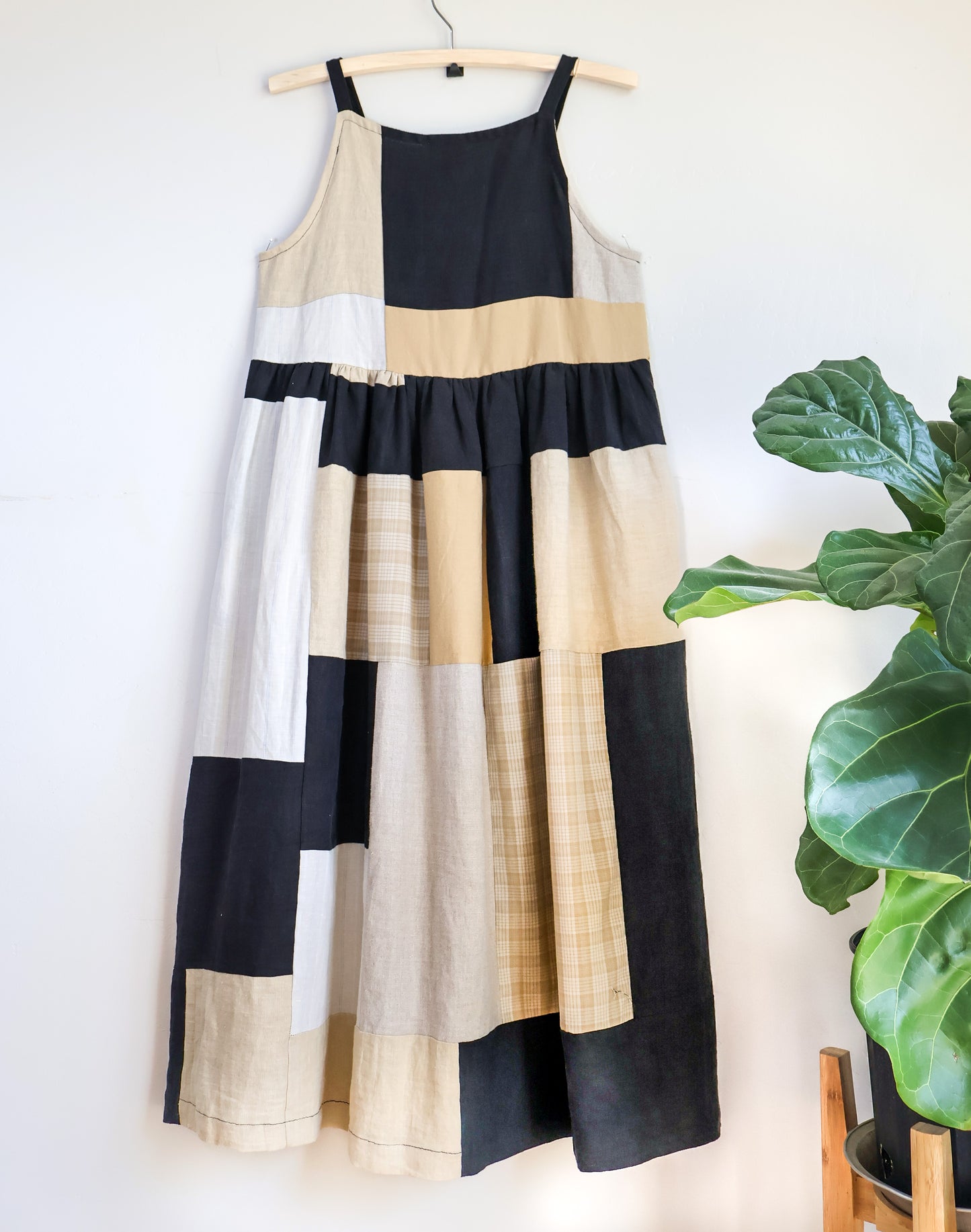 Patchwork Midi Dress - Cotton + Linen - Small