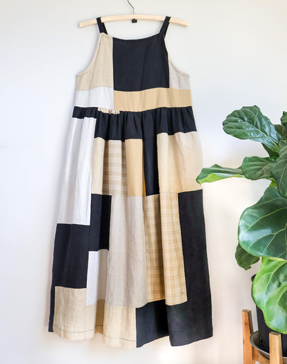 Patchwork Midi Dress - Cotton + Linen - Small