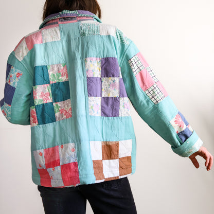 Homestead Quilt Coat - 9 Patchwork Vintage Quilt - Medium