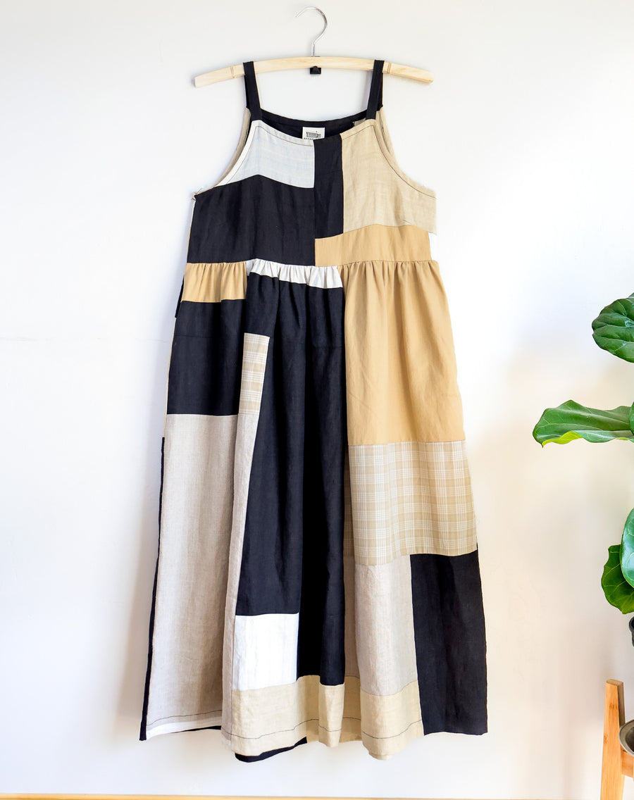 Patchwork Midi Dress - Cotton + Linen - Small