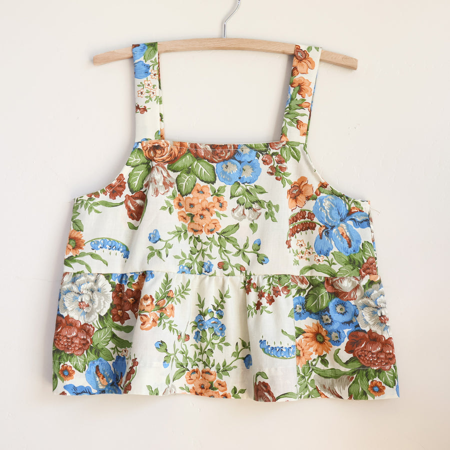 Sundown Crop Tank - Reclaimed Sheet -  Vintage Floral - Large