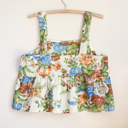 Sundown Crop Tank - Reclaimed Sheet -  Vintage Floral - Large