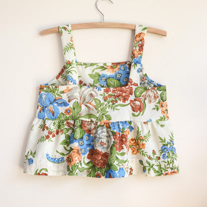 Sundown Crop Tank - Reclaimed Sheet -  Vintage Floral - Small