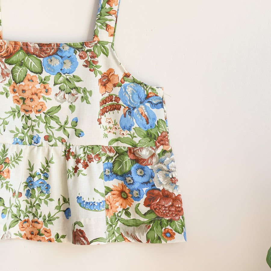 Sundown Crop Tank - Reclaimed Sheet -  Vintage Floral - Large