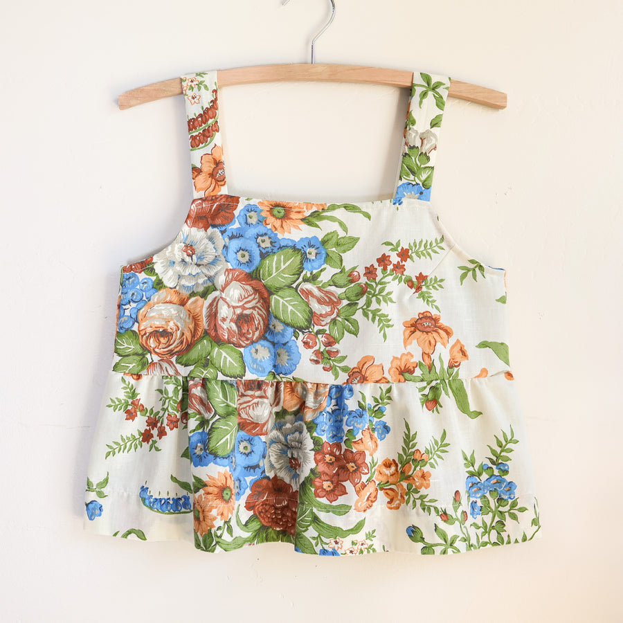 Sundown Crop Tank - Reclaimed Sheet -  Vintage Floral - Small
